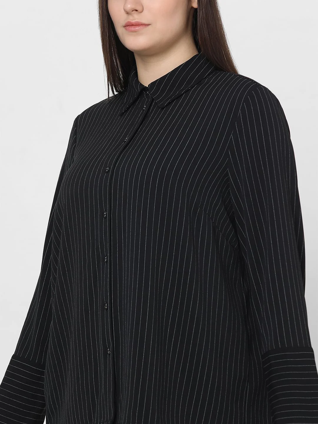 Curve Black Pinstripe Co-Ord Set Shirt - Image 6