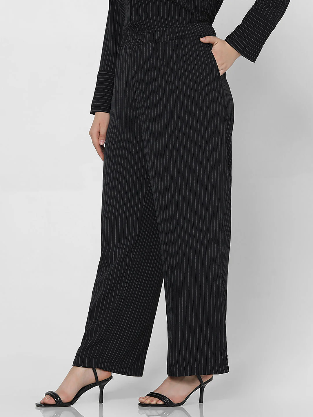 Curve Black Pinstripe Co-Ord Set Pants - Image 3