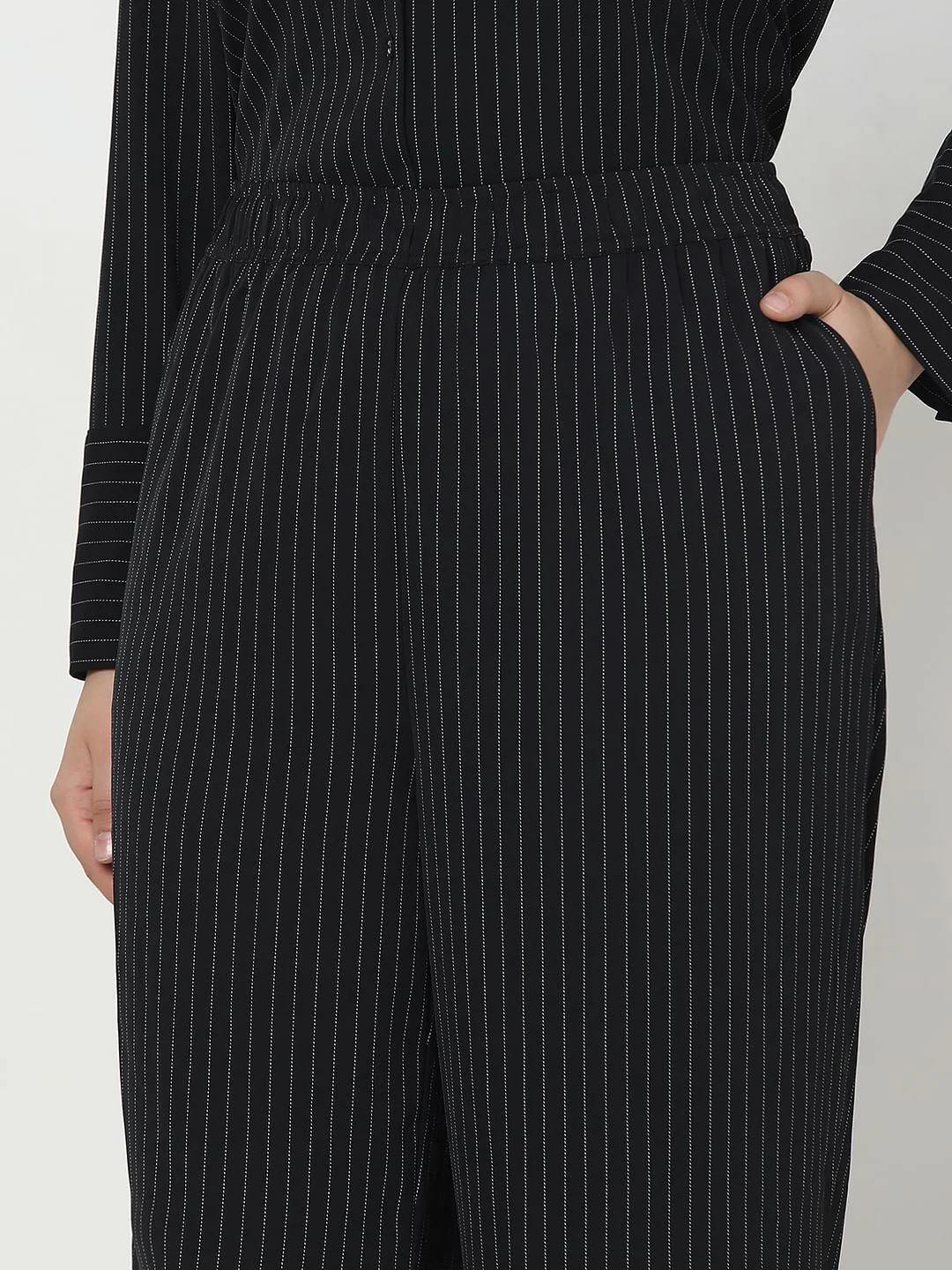 Curve Black Pinstripe Co-Ord Set Pants - Image 6