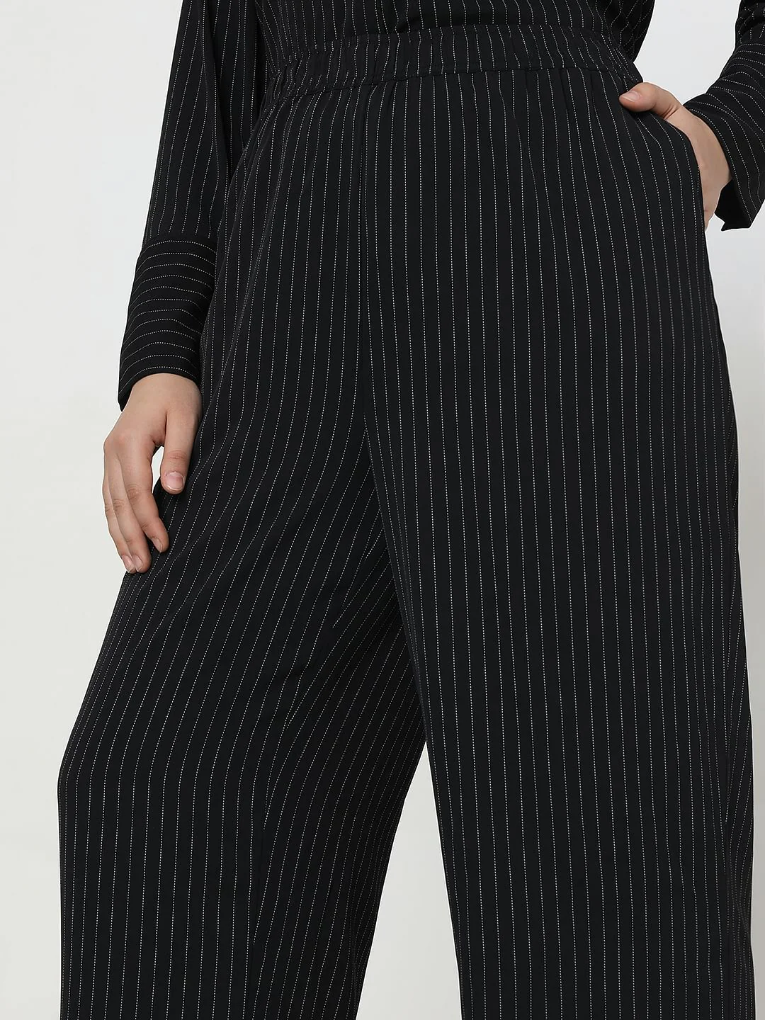 Curve Black Pinstripe Co-Ord Set Pants - Image 7