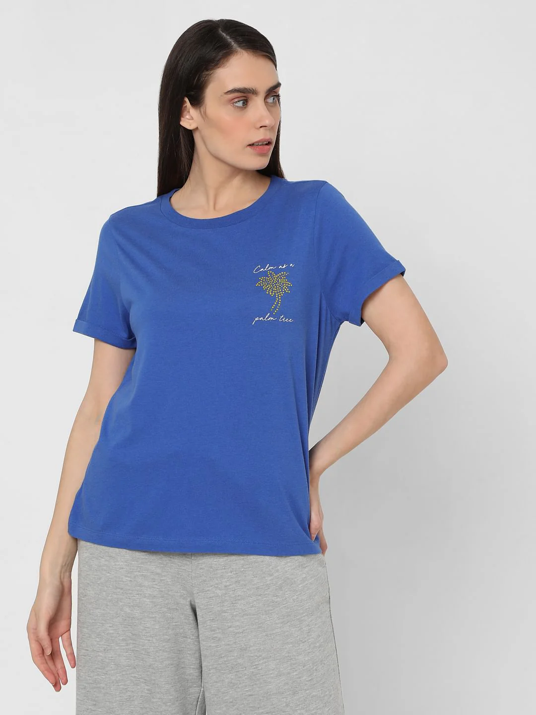 Blue Rhinestone Graphic T-Shirt