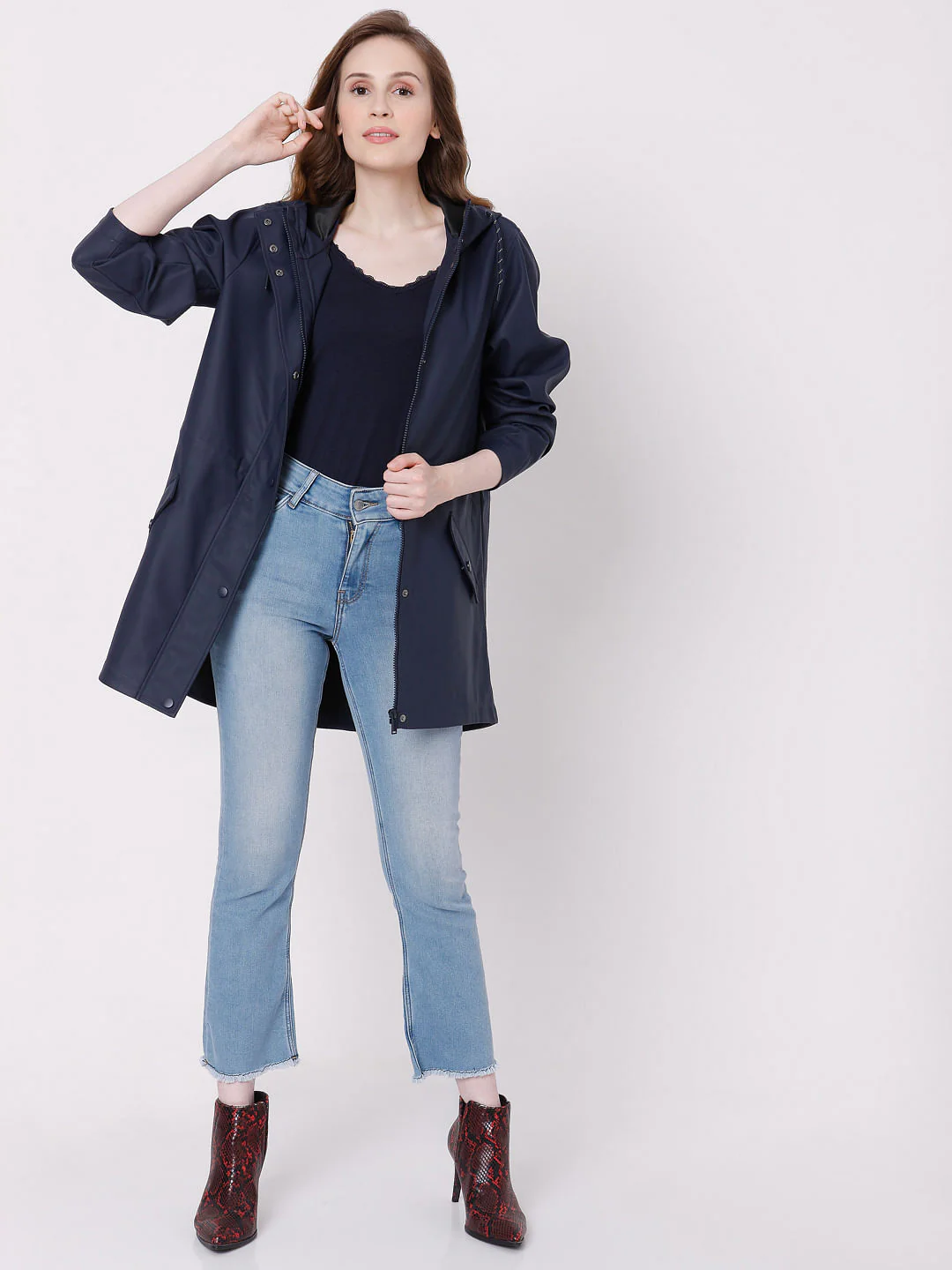 Blue Hooded Winter Jacket - Image 5