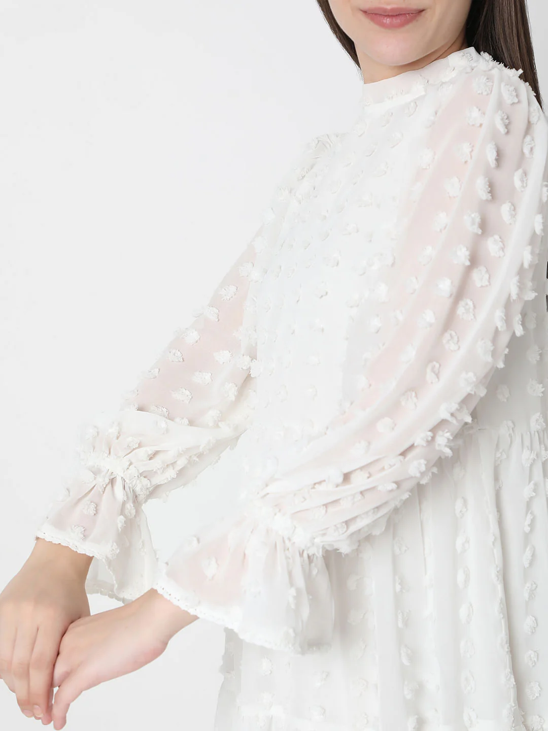 White Tiered Midi Dress - Image 5