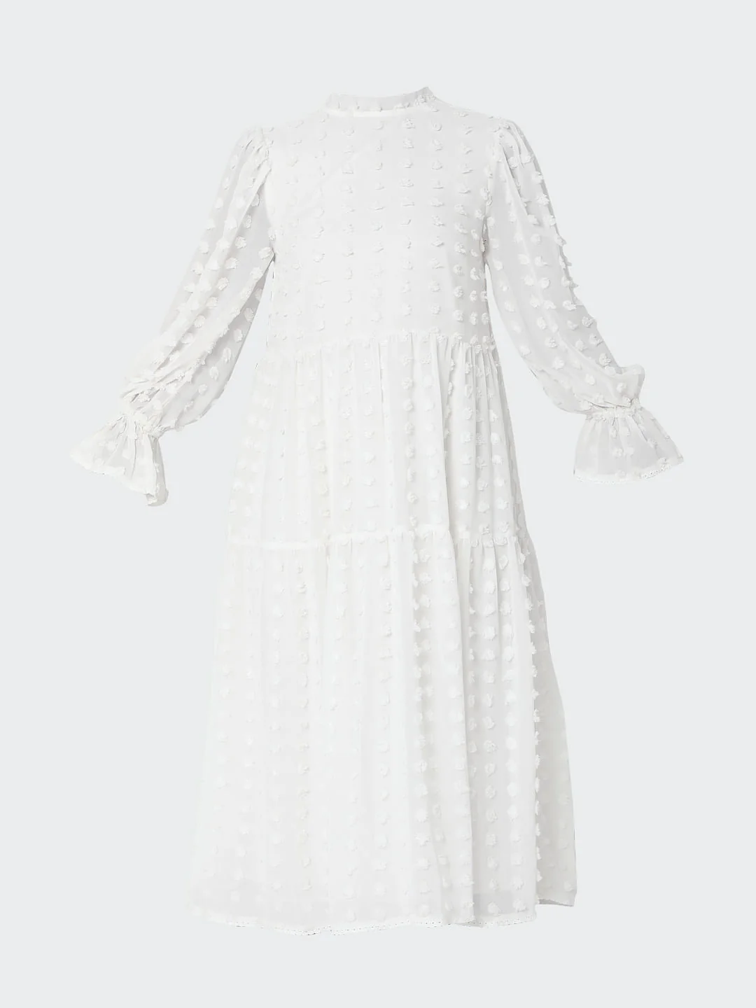 White Tiered Midi Dress - Image 6