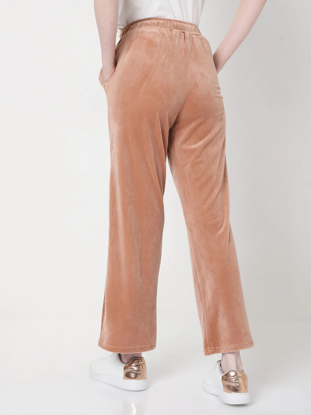 Beige Velvet Co-Ord Sweatpants - Image 4