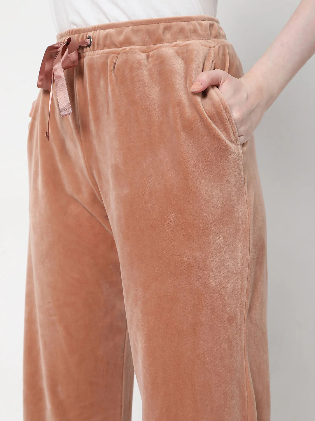 Beige Velvet Co-Ord Sweatpants - Image 5
