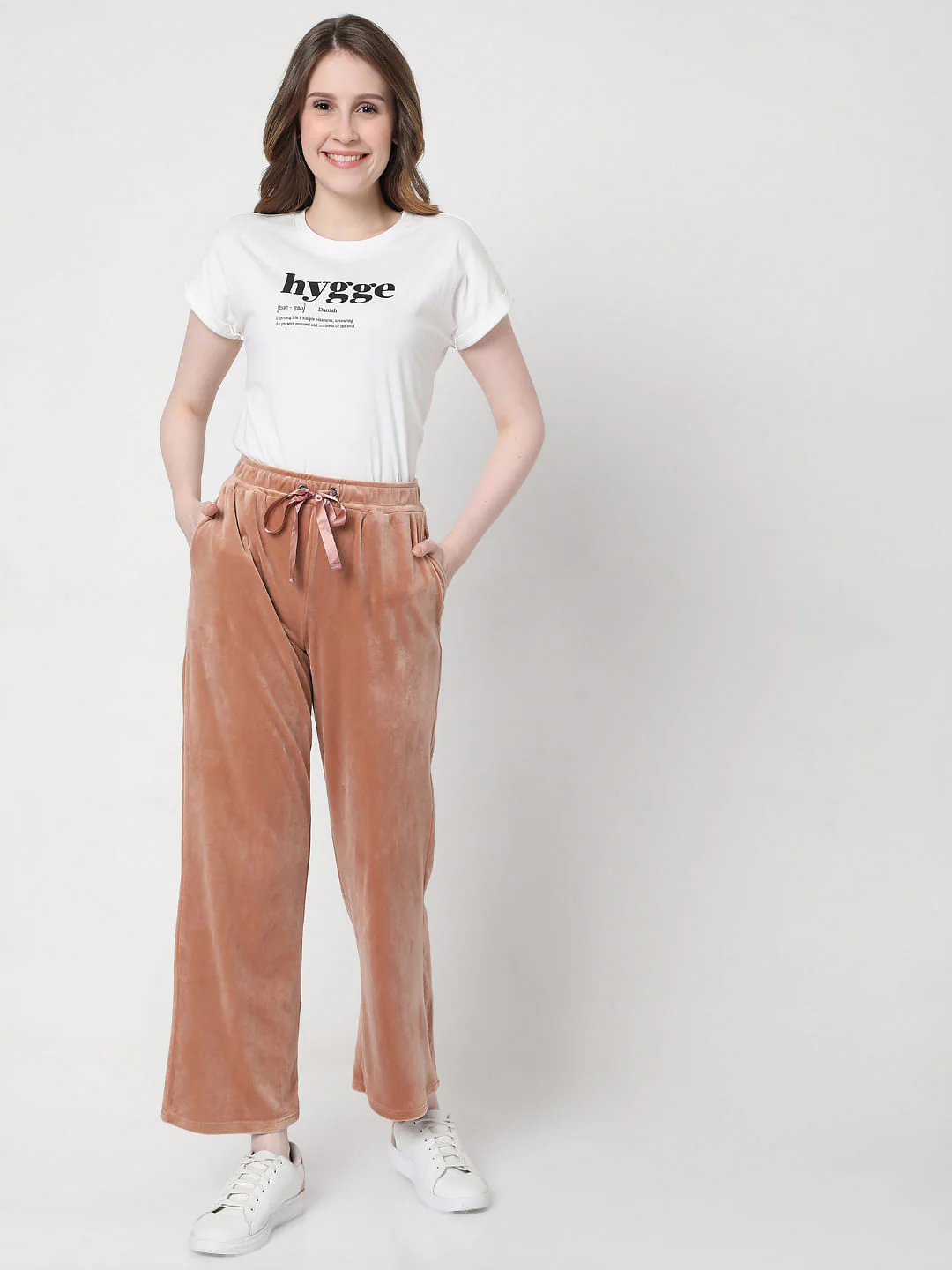 Beige Velvet Co-Ord Sweatpants - Image 6