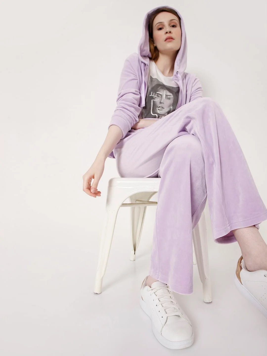 Lavender High Rise Velvet Pants