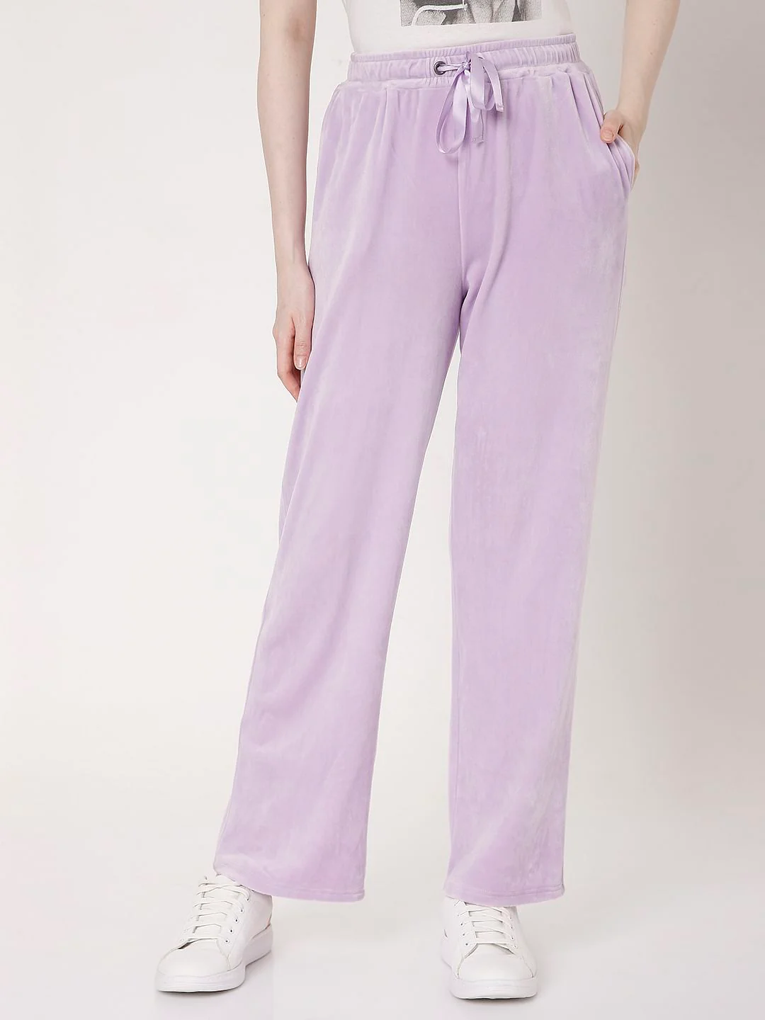 Lavender High Rise Velvet Pants - Image 2
