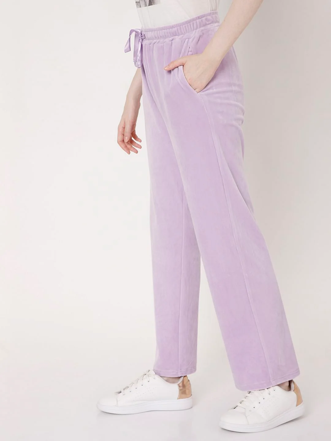 Lavender High Rise Velvet Pants - Image 3