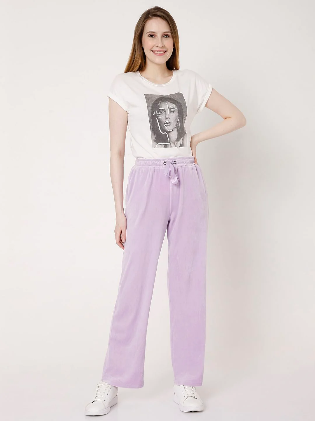 Lavender High Rise Velvet Pants - Image 5