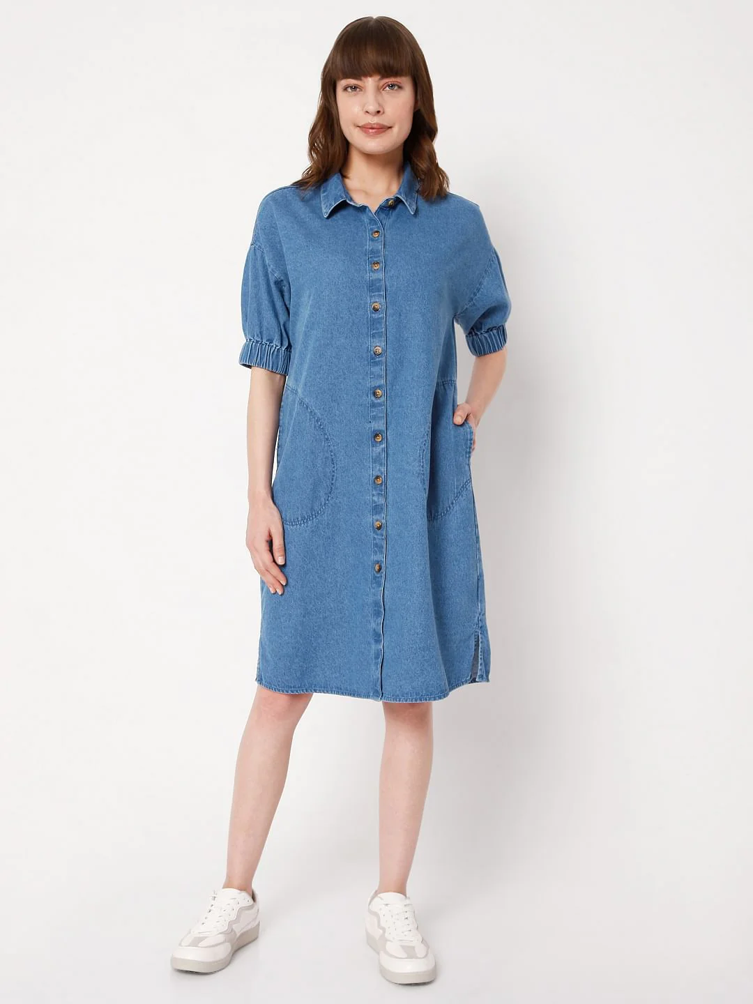 Blue Denim Shift Dress - Image 5