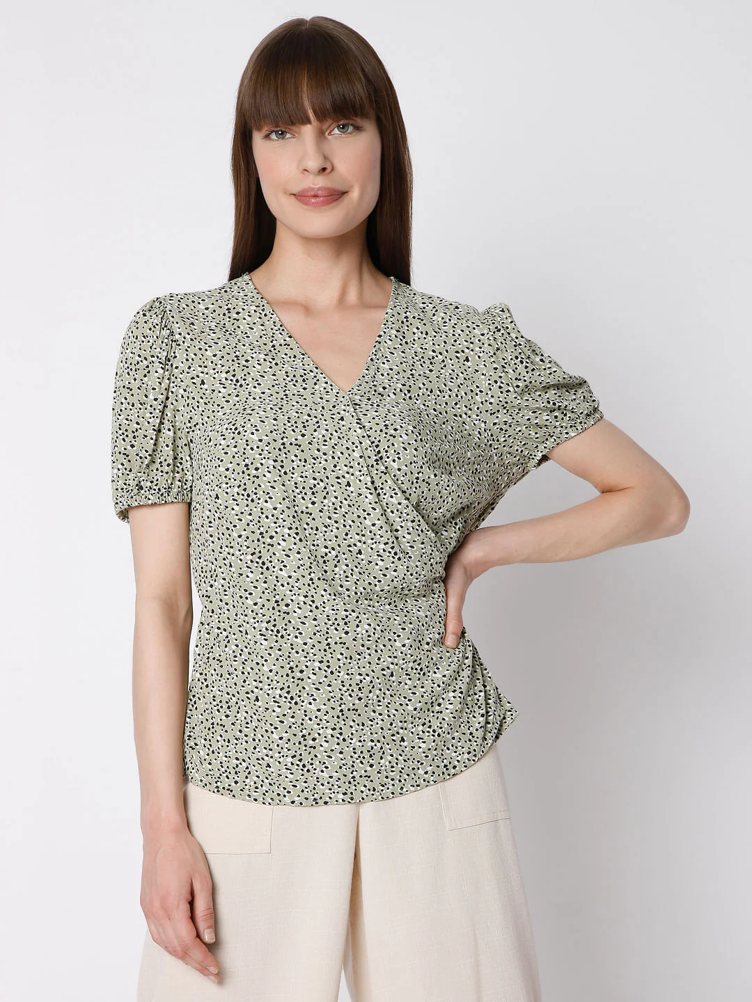 Green Disty Print Top - Image 2