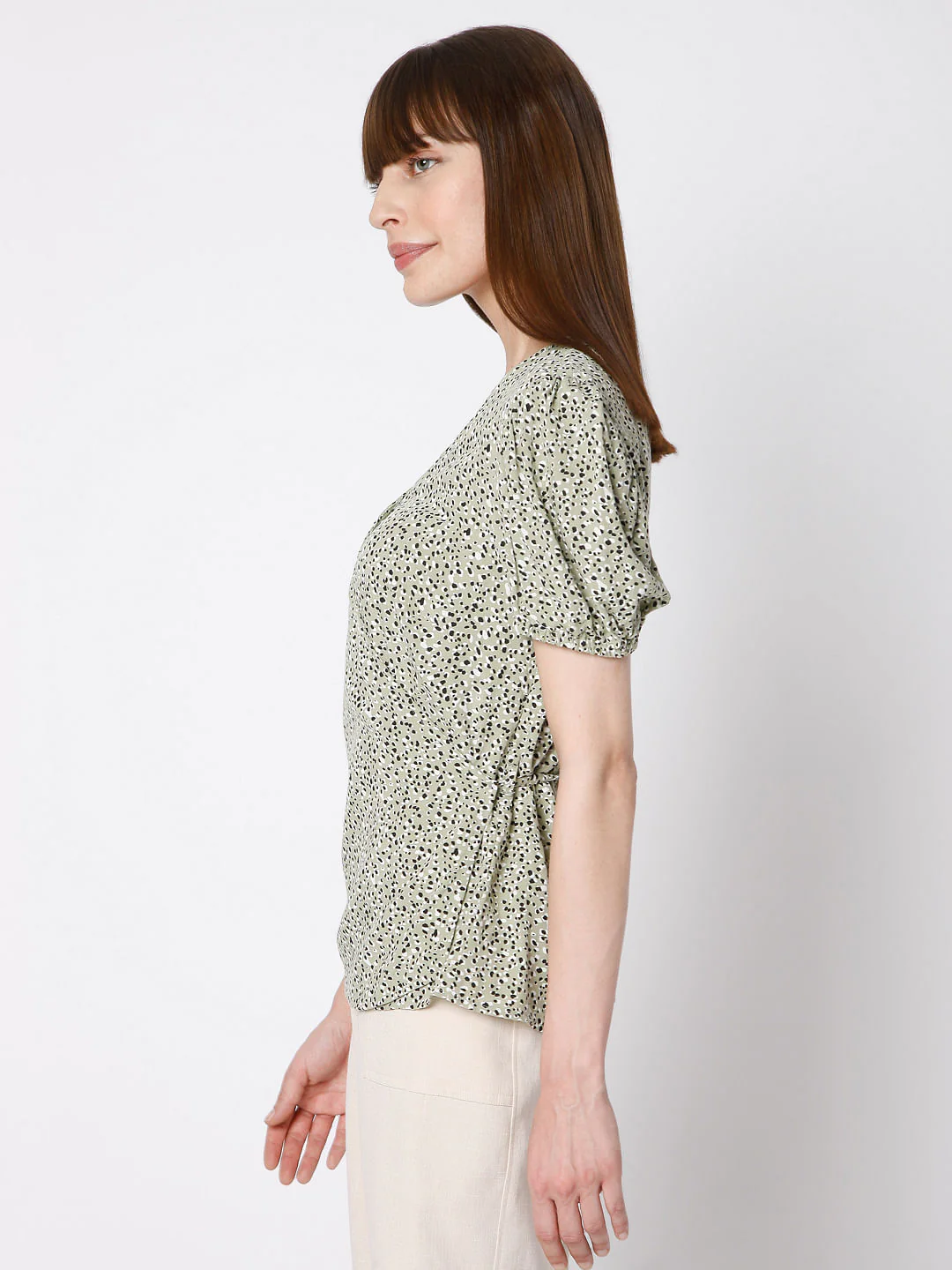Green Disty Print Top - Image 3