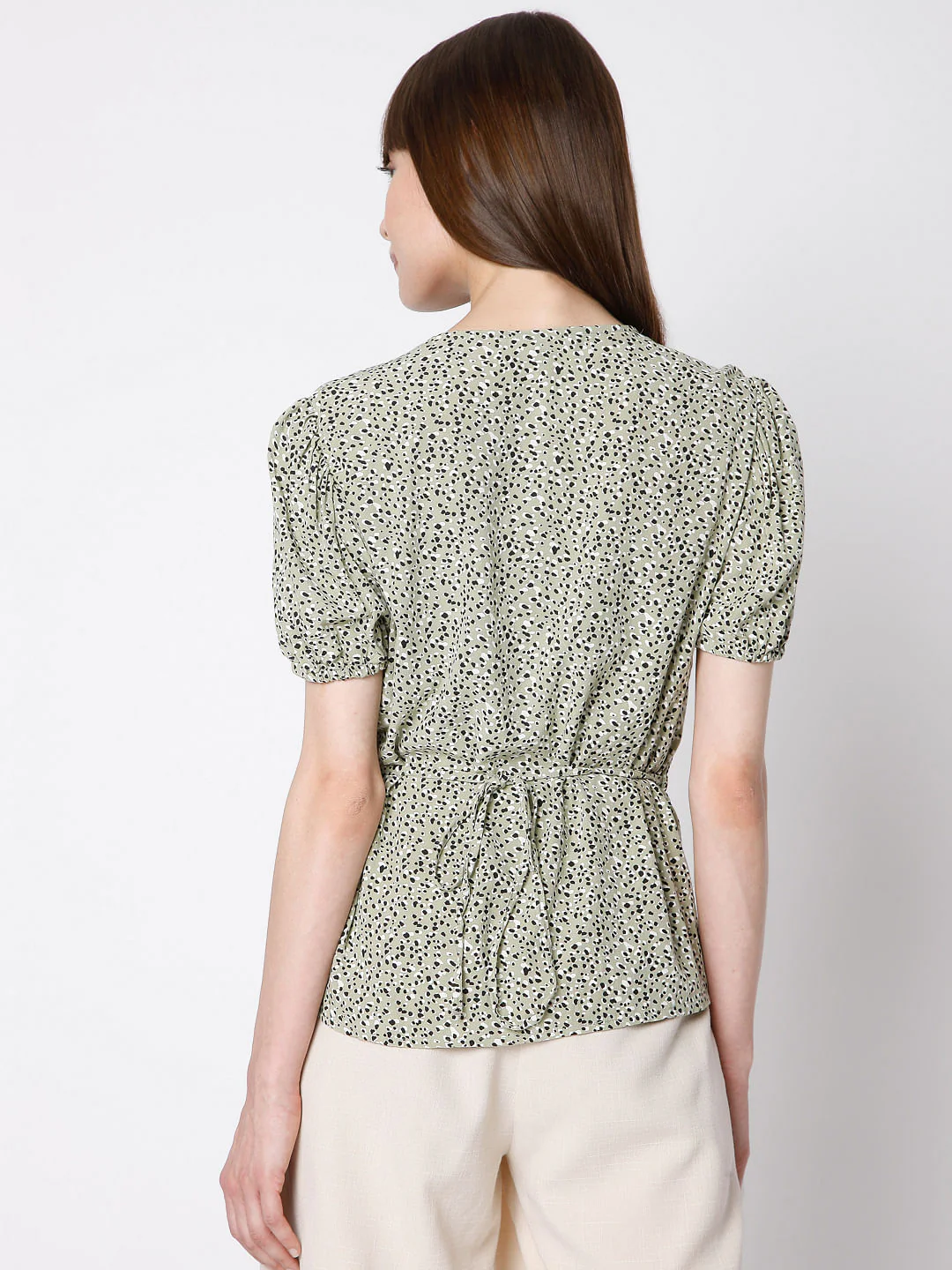 Green Disty Print Top - Image 4