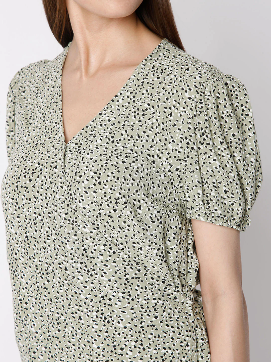Green Disty Print Top - Image 6