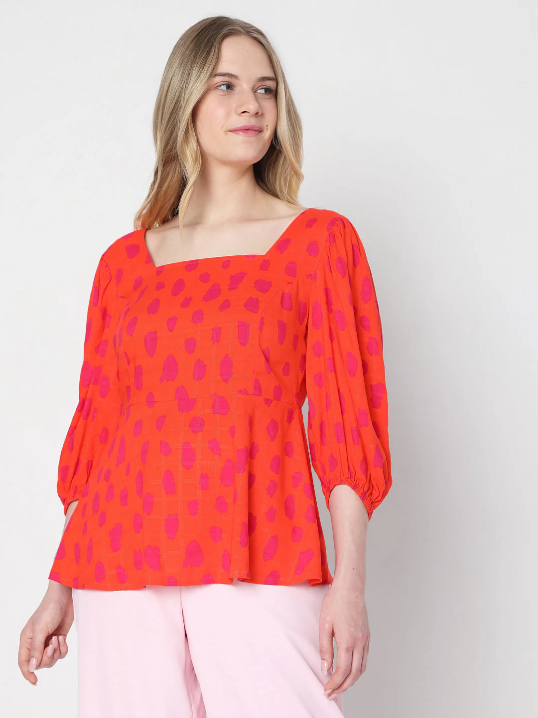 Red Abstract Print Top - Image 2