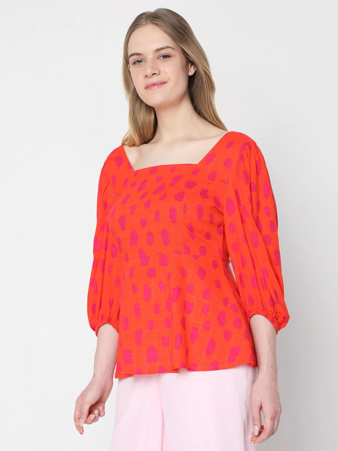 Red Abstract Print Top - Image 3