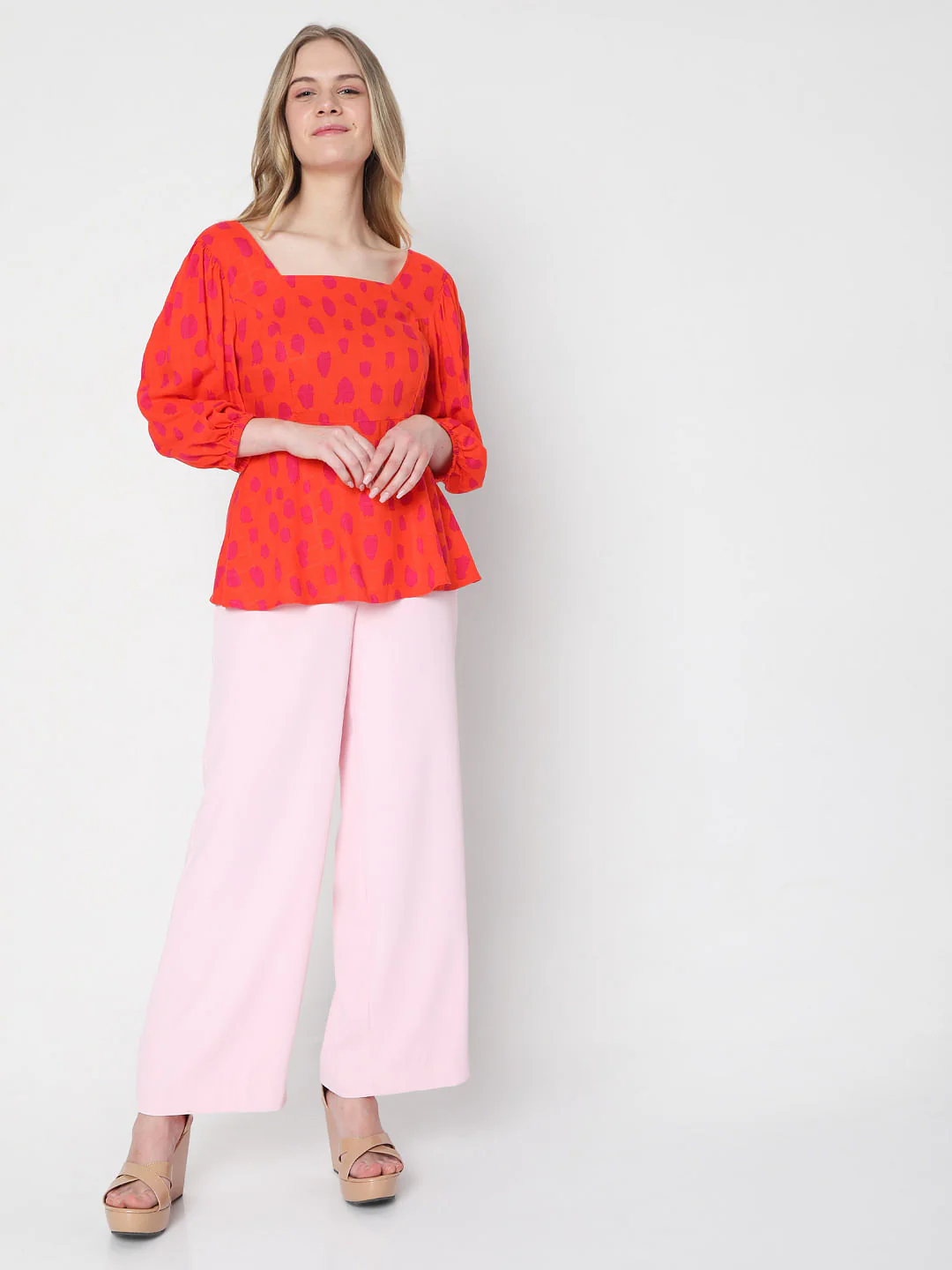 Red Abstract Print Top - Image 5