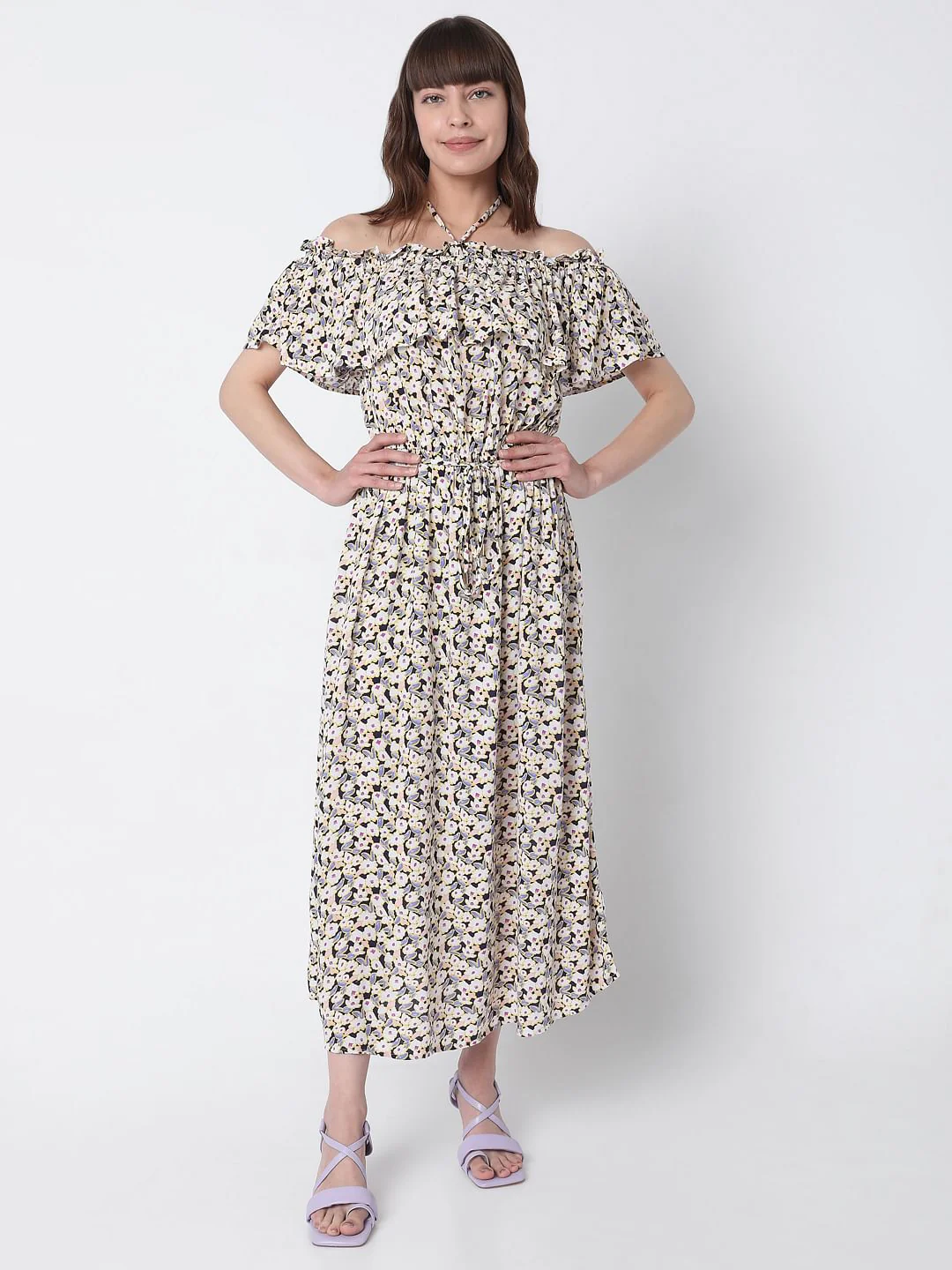 Beige Floral Maxi Dress - Image 2