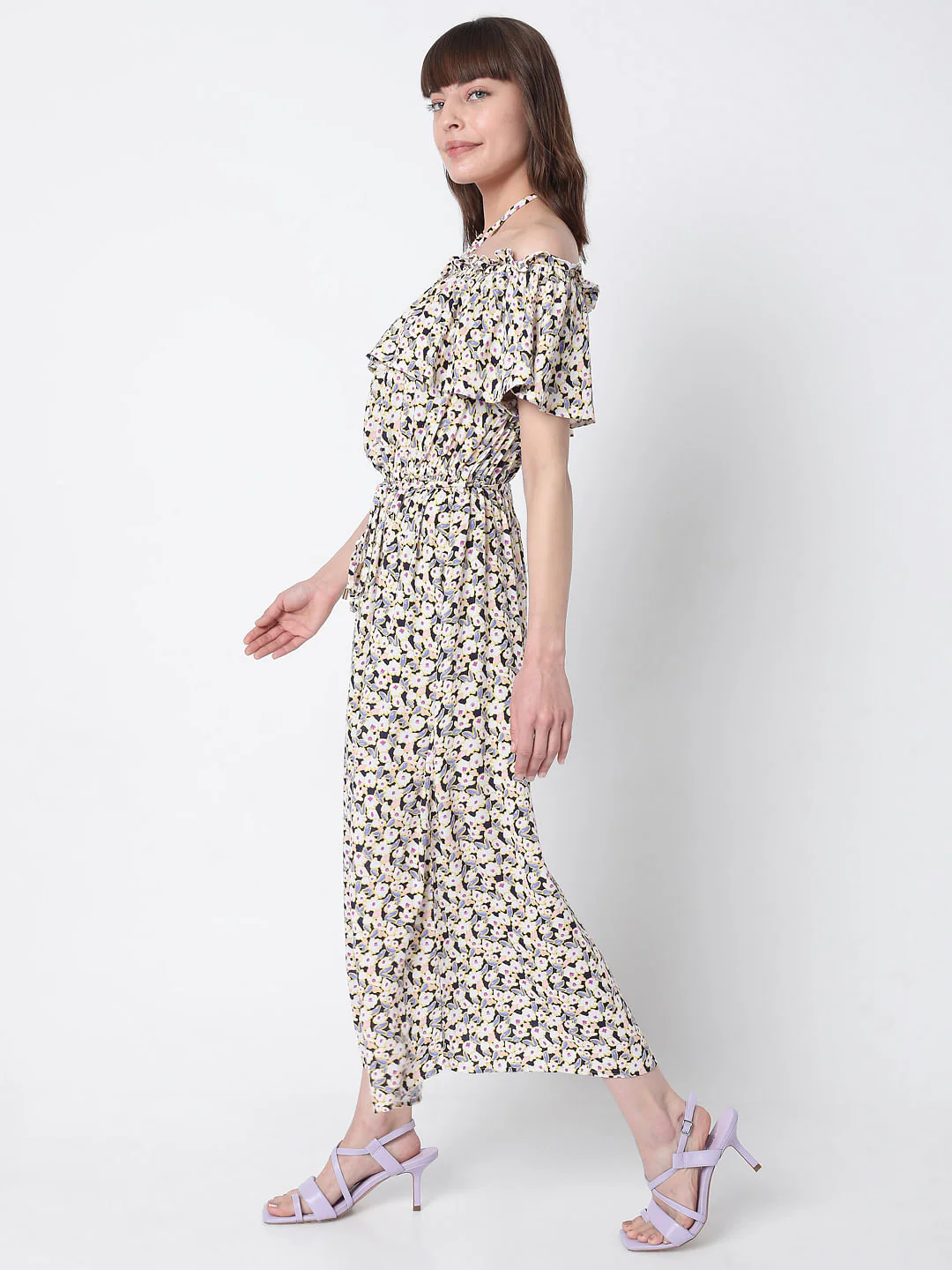 Beige Floral Maxi Dress - Image 3