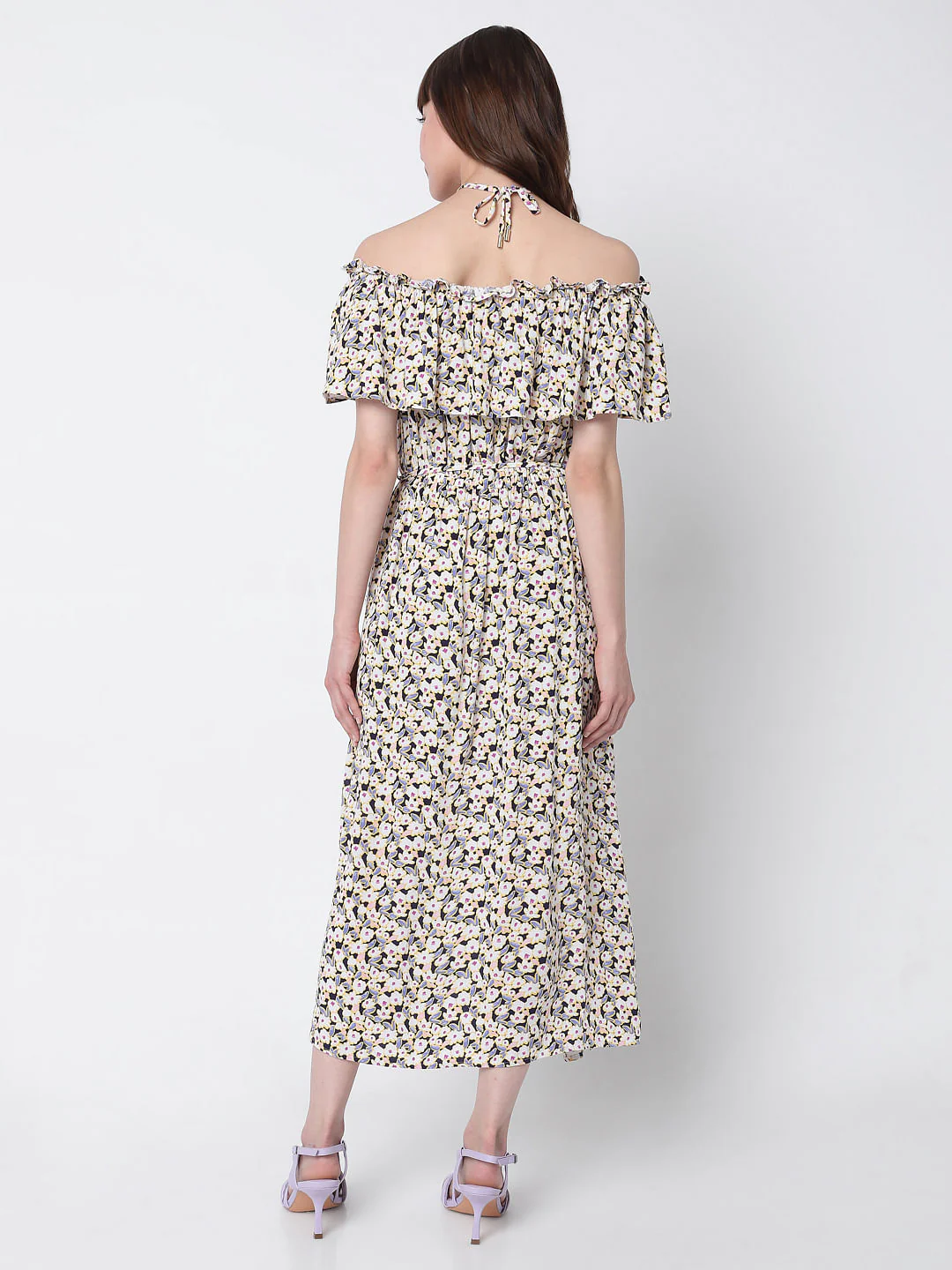 Beige Floral Maxi Dress - Image 4