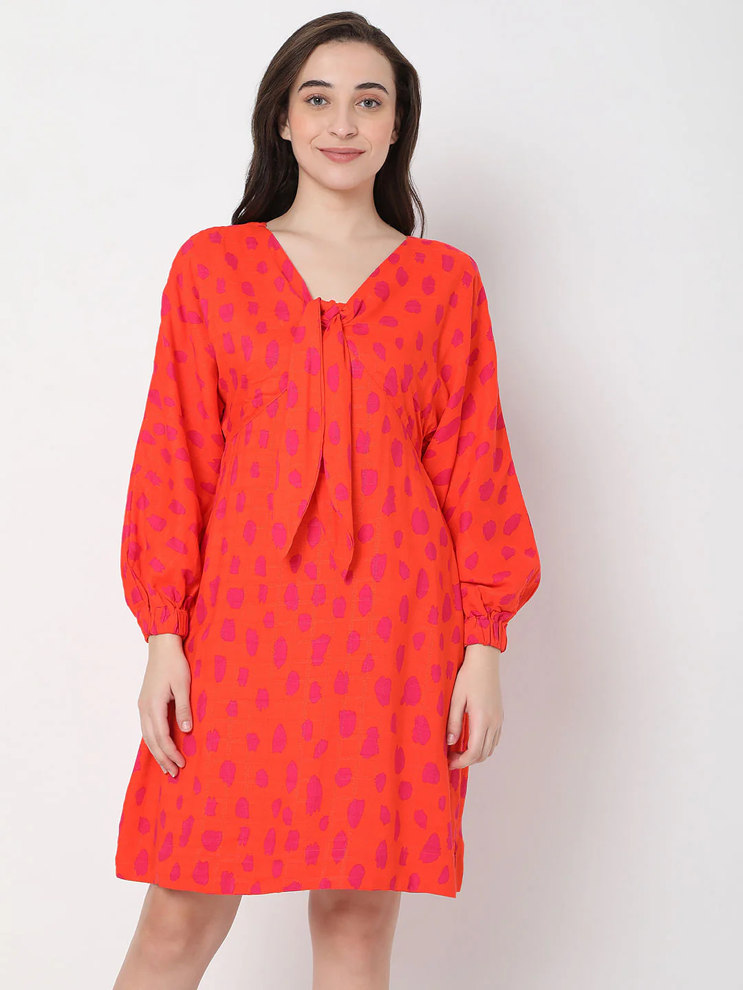 Red Polka Dot Print Shift Dress - Image 2