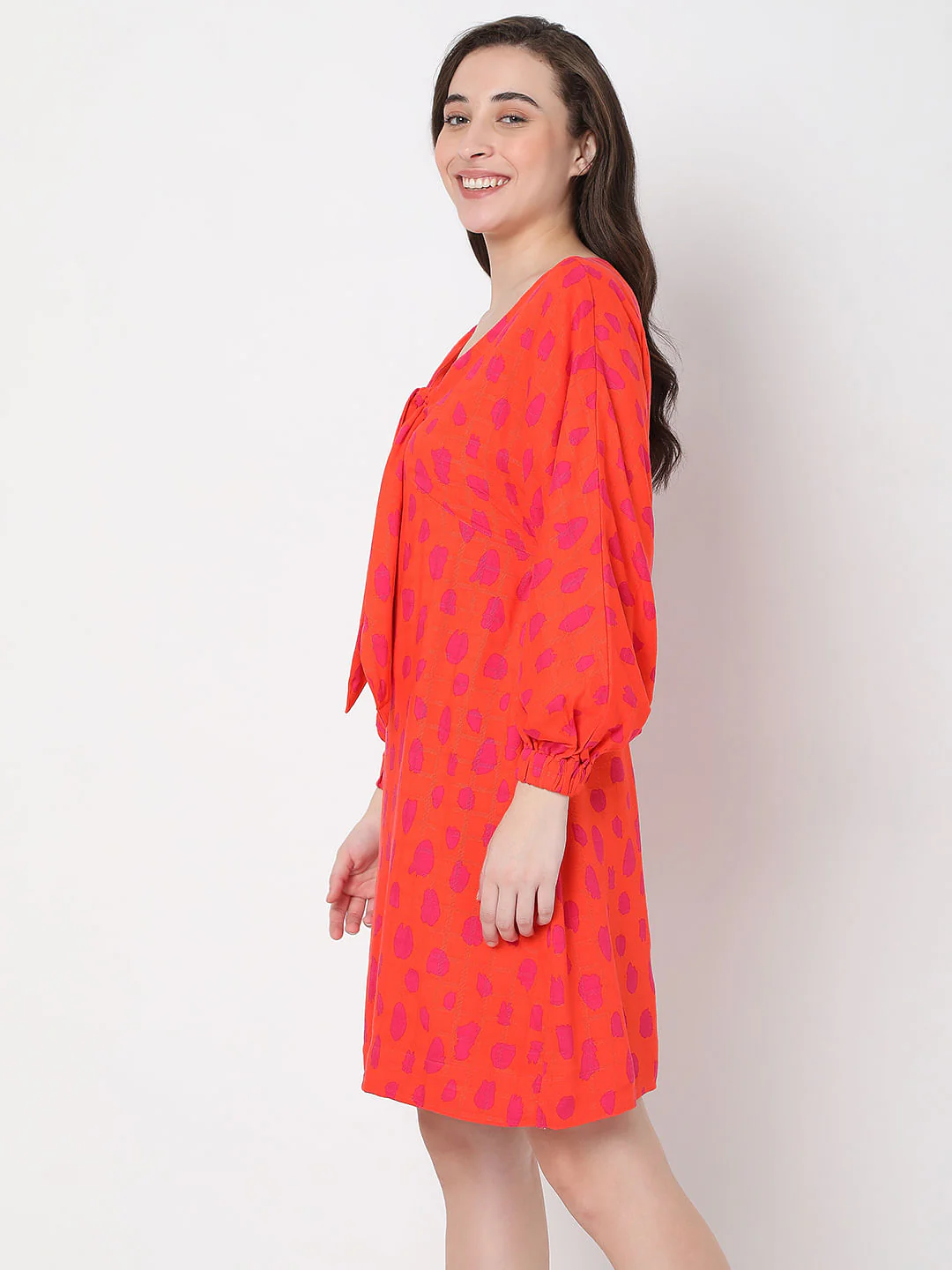 Red Polka Dot Print Shift Dress - Image 3