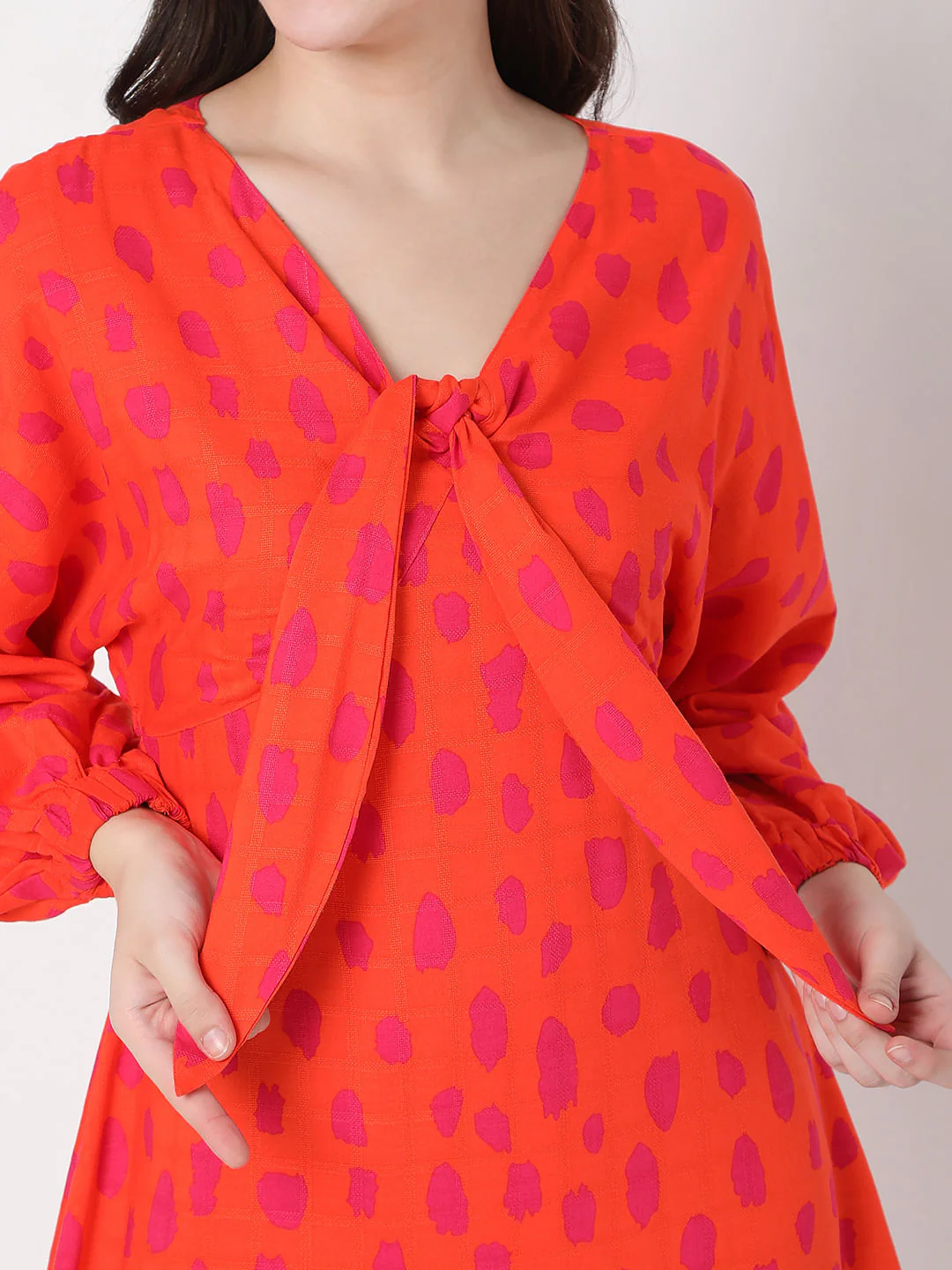 Red Polka Dot Print Shift Dress - Image 6