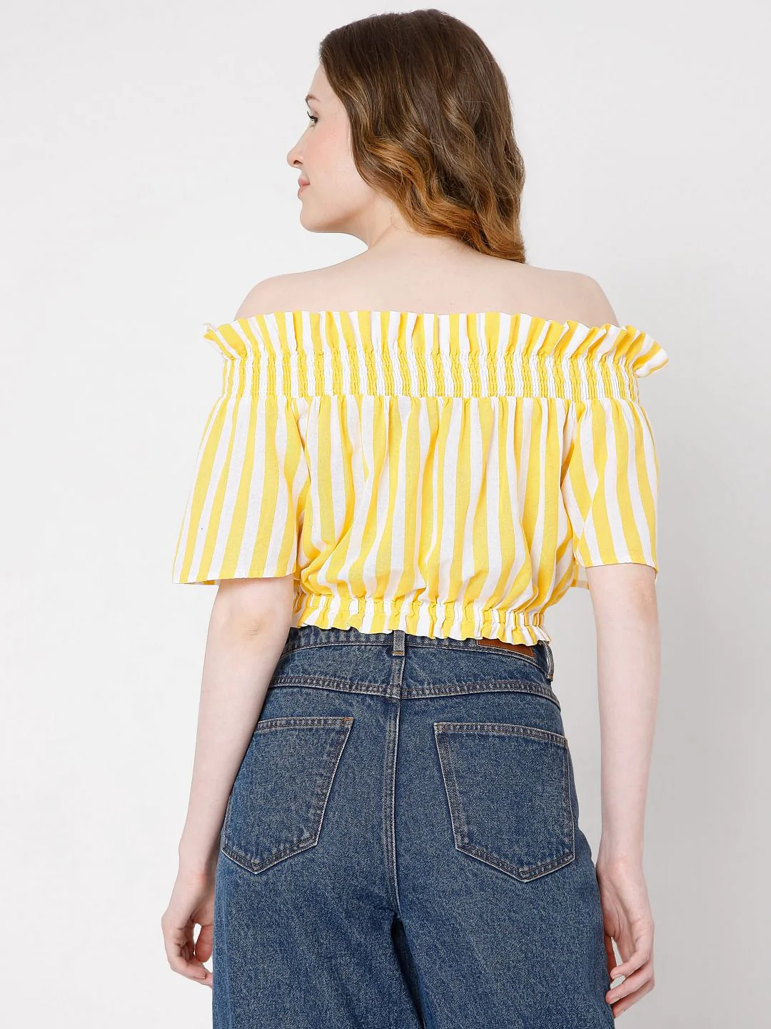 Yellow Striped Off-Shoulder Top - Image 4
