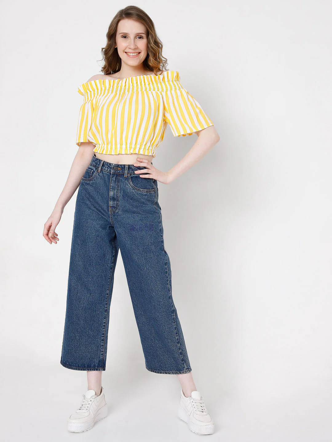 Yellow Striped Off-Shoulder Top - Image 5