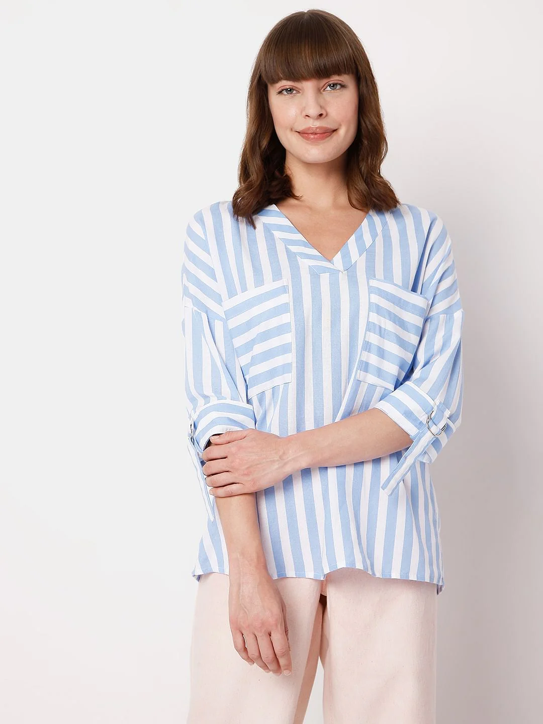 Blue Vertical Stripe Top - Image 2