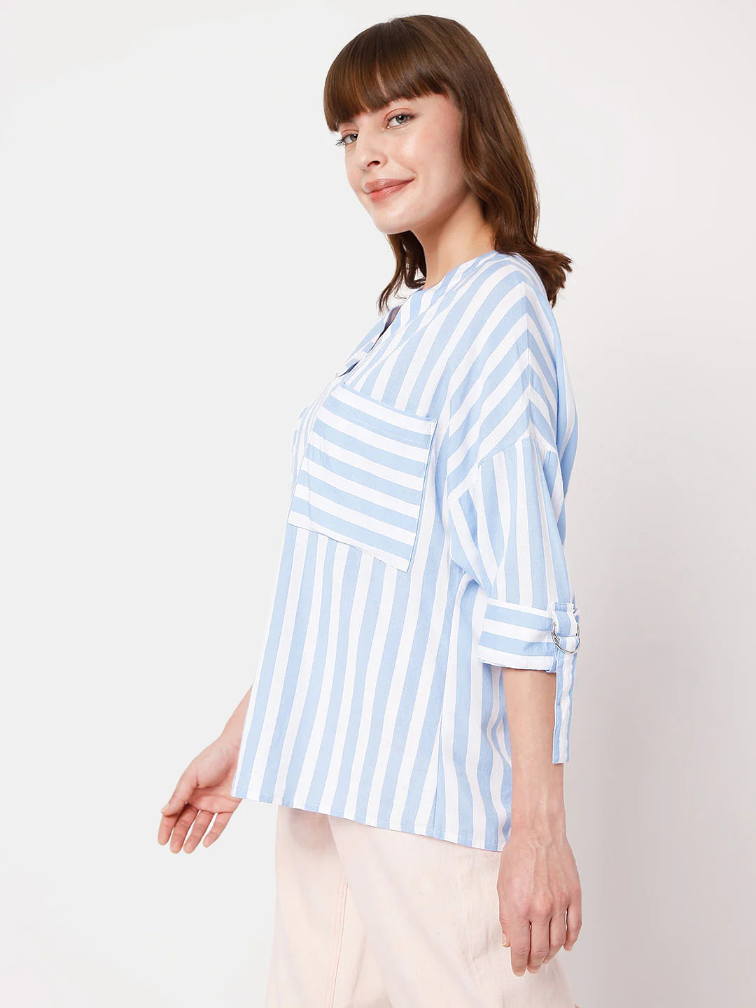 Blue Vertical Stripe Top - Image 3