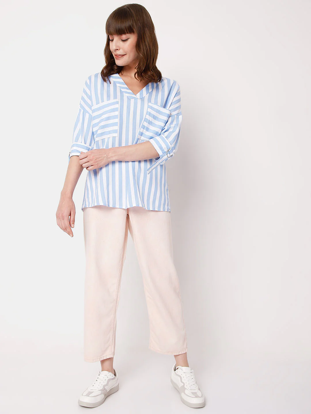 Blue Vertical Stripe Top - Image 5