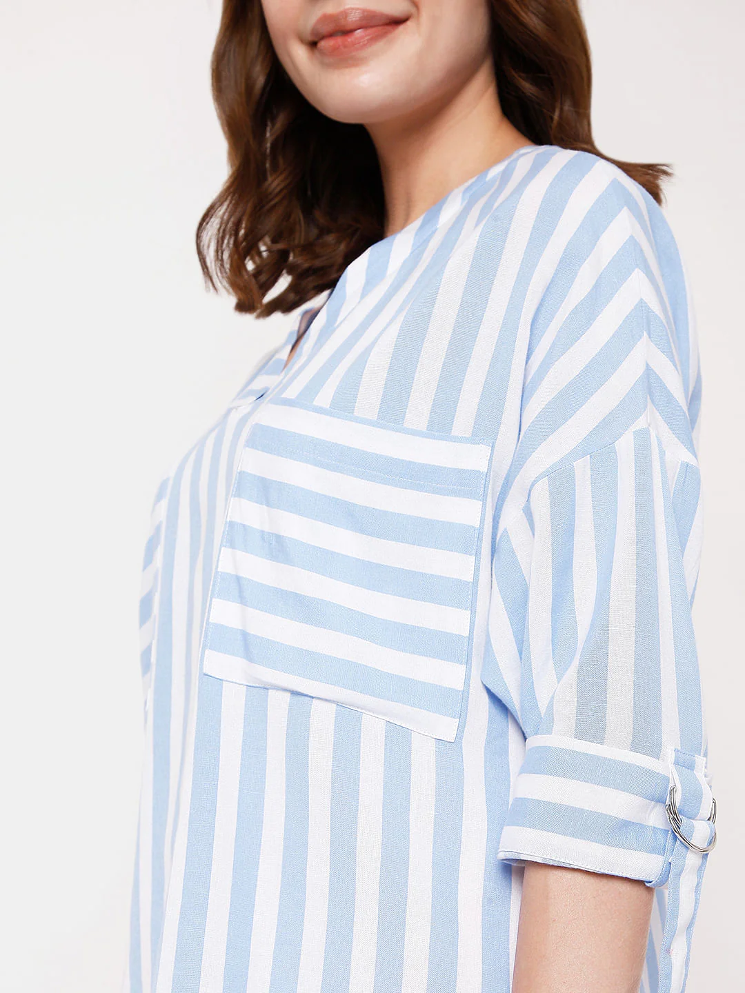 Blue Vertical Stripe Top - Image 6