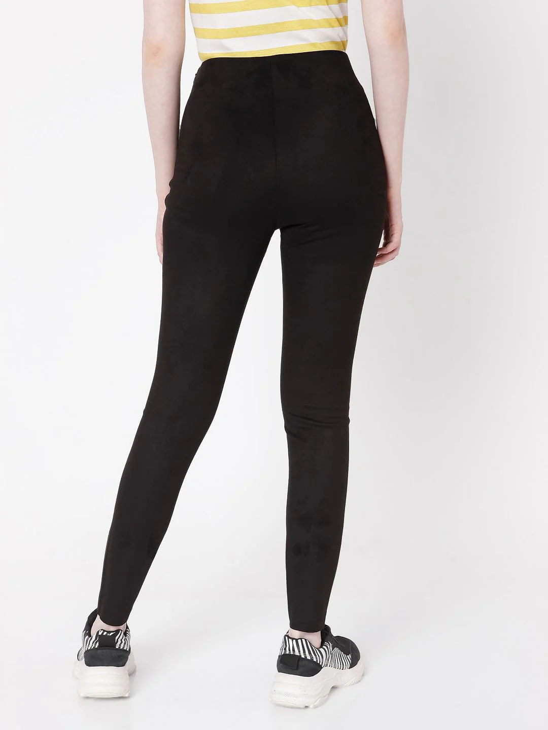 Black High Rise Faux Suede Leggings - Image 4