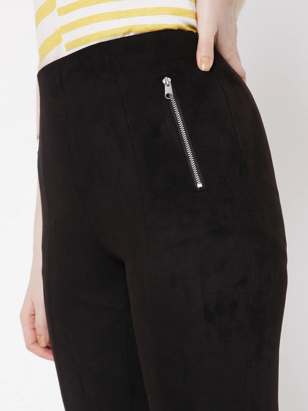 Black High Rise Faux Suede Leggings - Image 5