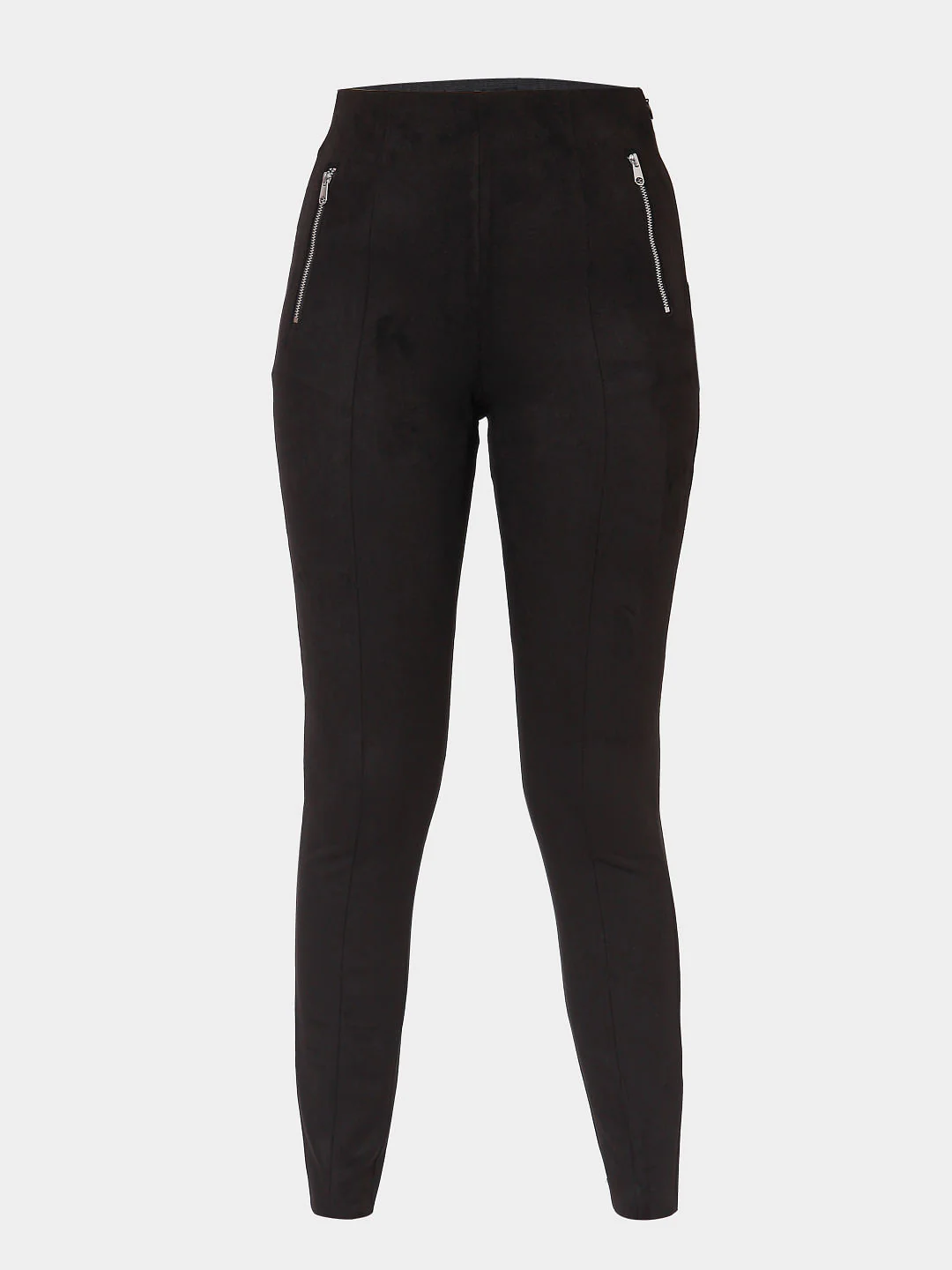 Black High Rise Faux Suede Leggings - Image 7