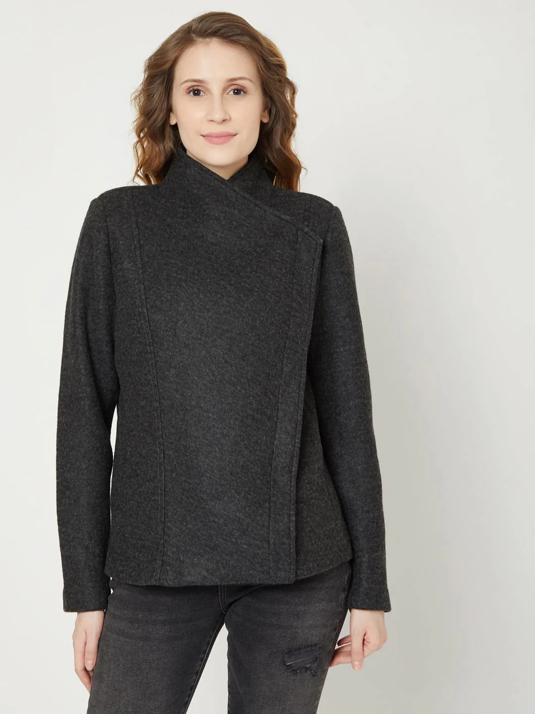 Dark Grey Overlap Jacket - Image 2
