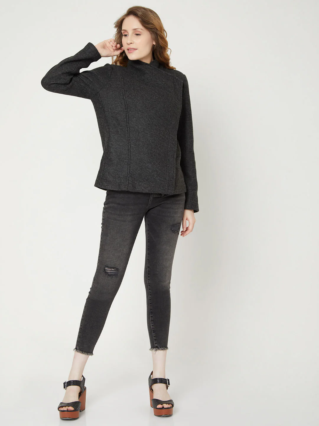 Dark Grey Overlap Jacket - Image 5