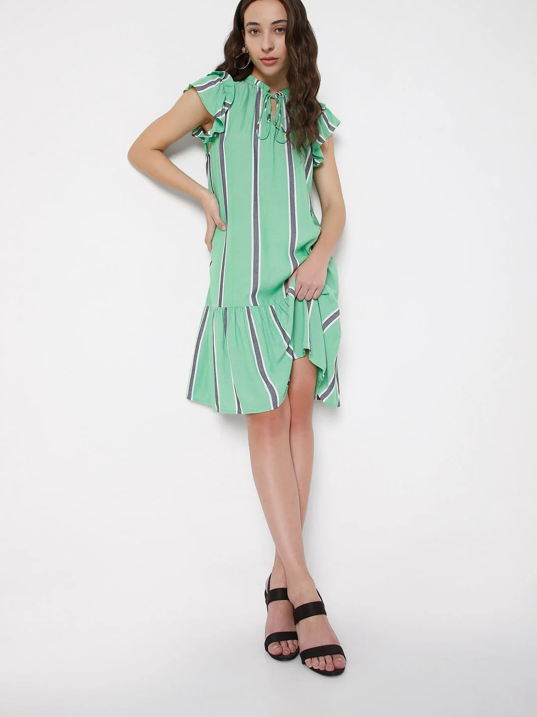 Green Striped Shift Dress