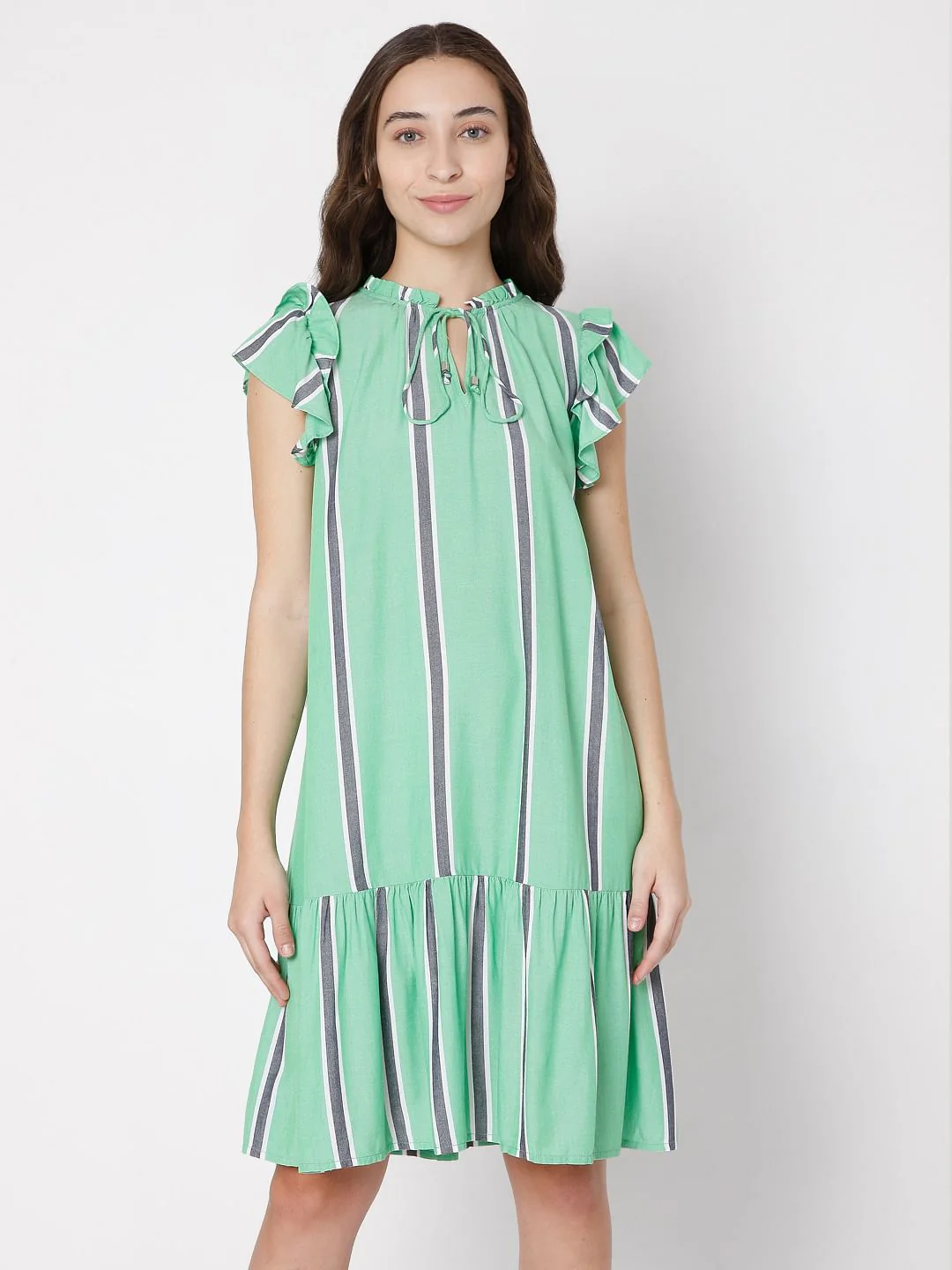 Green Striped Shift Dress - Image 2