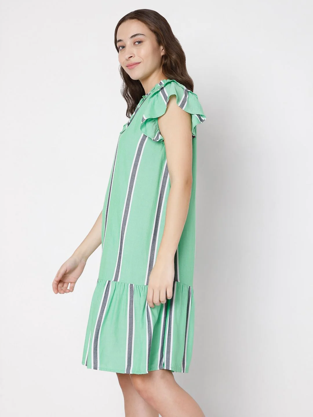 Green Striped Shift Dress - Image 3