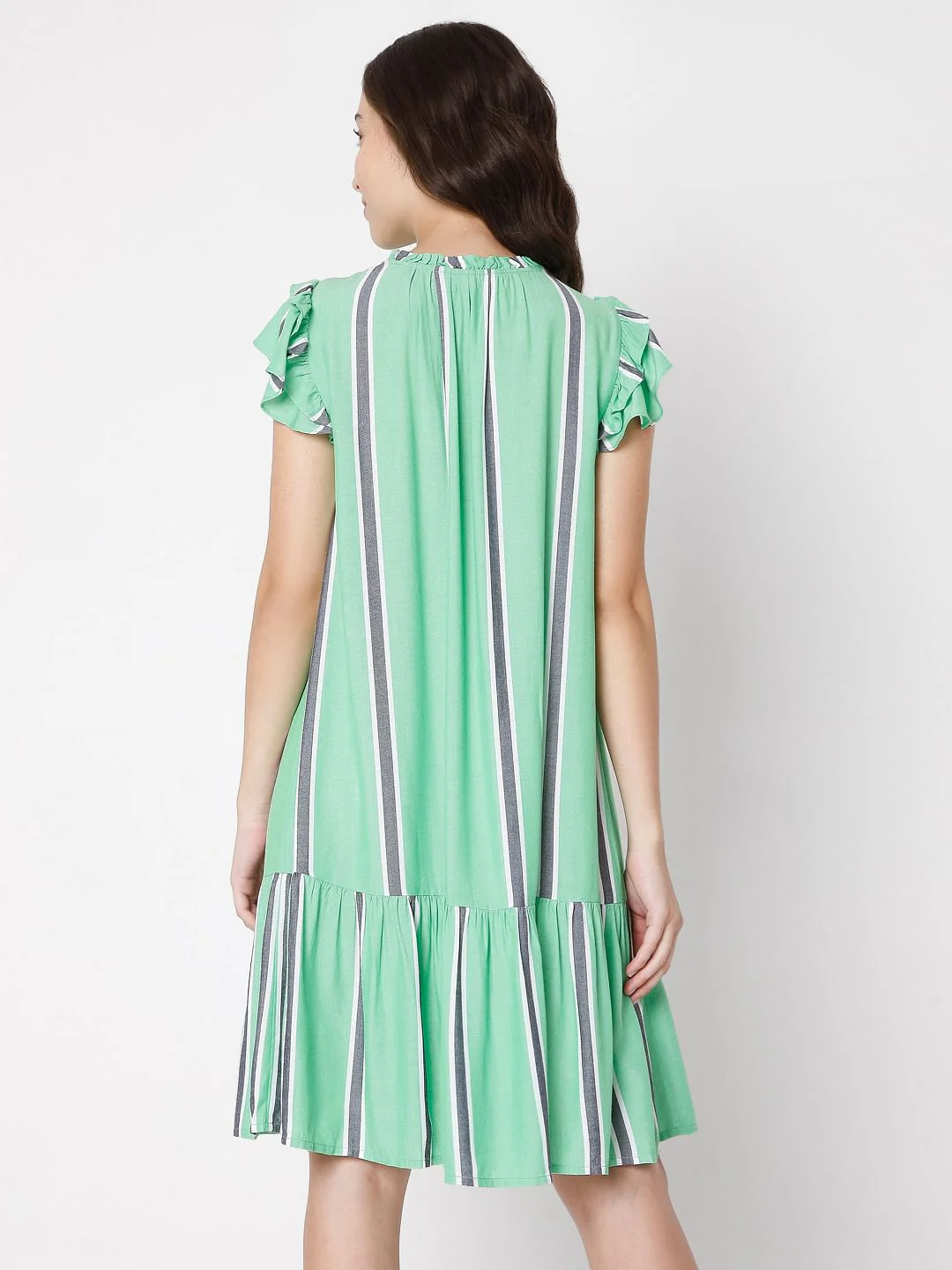 Green Striped Shift Dress - Image 4