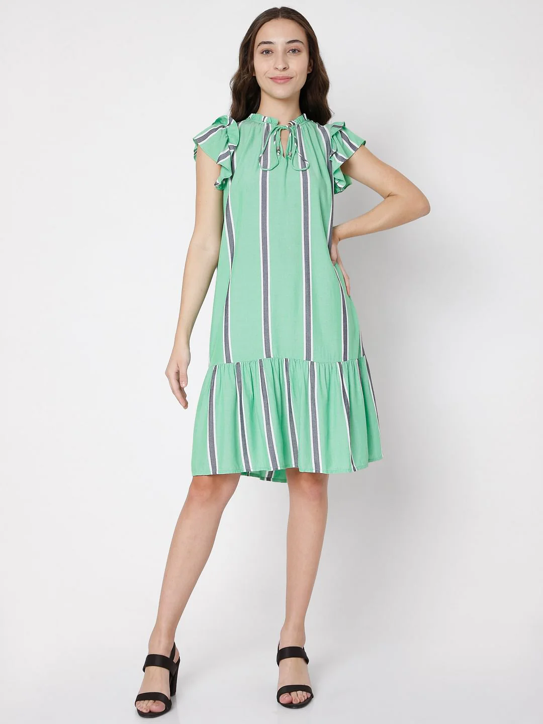 Green Striped Shift Dress - Image 5