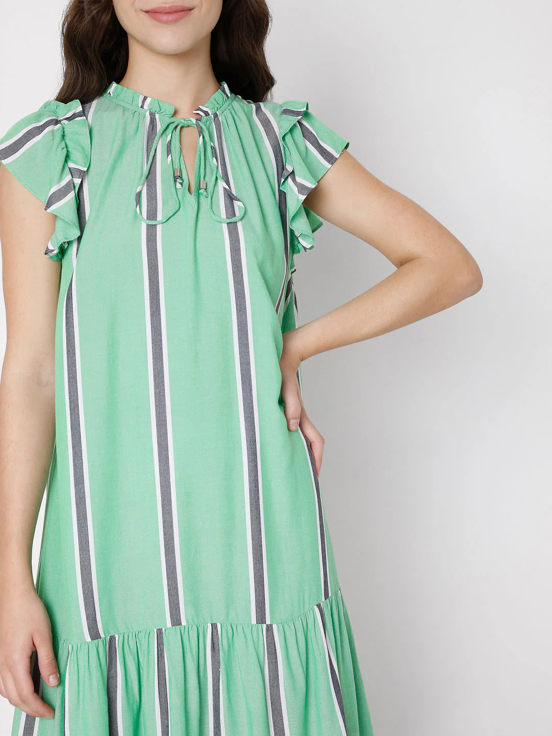 Green Striped Shift Dress - Image 6