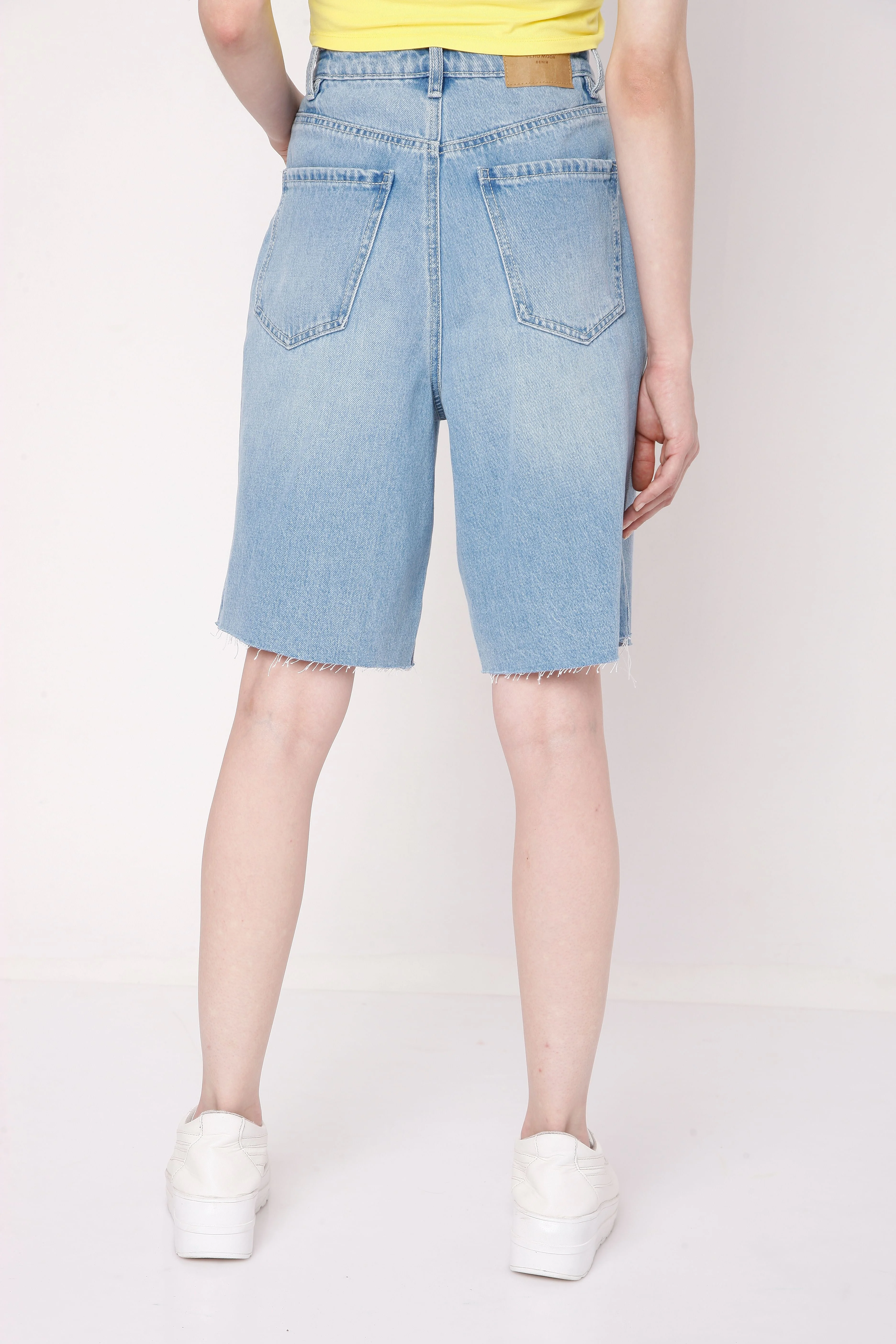 Blue Ripped Bermuda Denim Shorts - Image 4