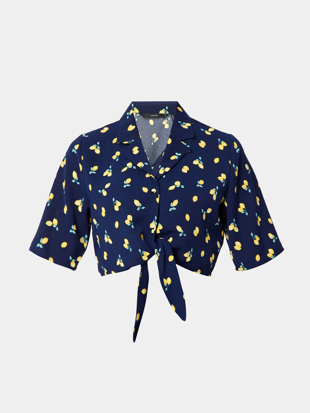 Blue Printed Cropped Co-Ord Set Shirt - Image 7