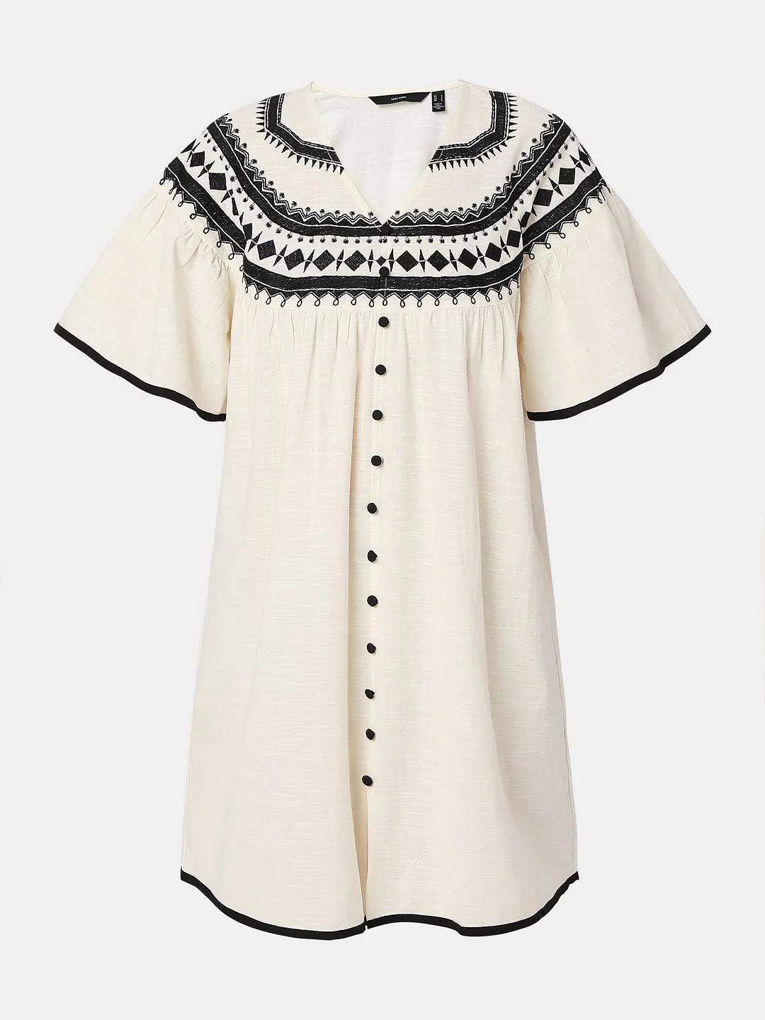Beige Boho Embroidered Shift Dress - Image 7