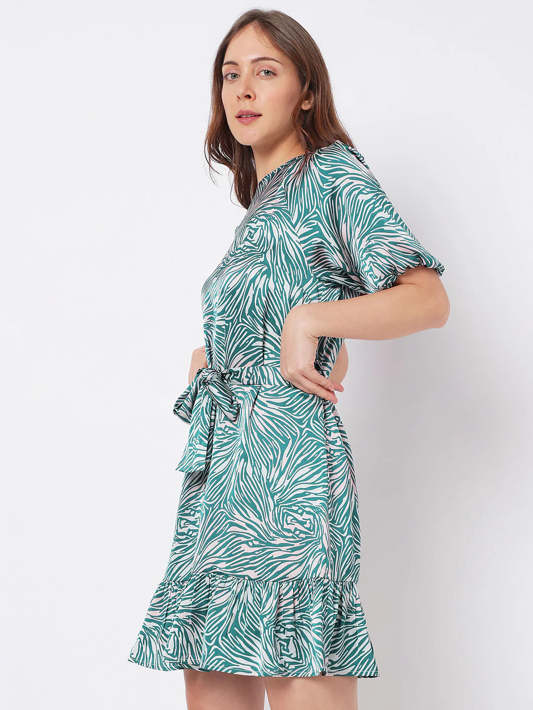 Green Animal Print Mini Dress - Image 3